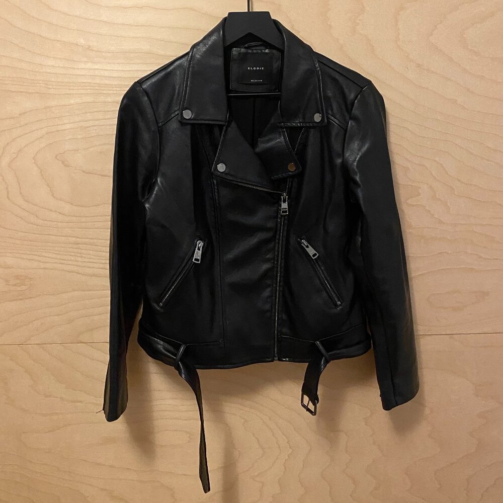Elodie Black Faux Leather Moto/Biker Jacket Size Medium Grunge Goth